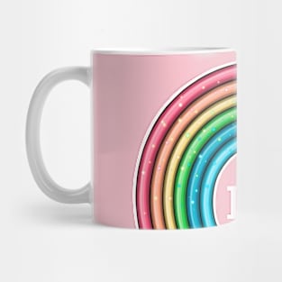 rainbow and stars LGBTQ (white text) Mug